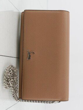 Christian Louboutin Tan Leather Chain Shoulder Bag with Silver Hardware